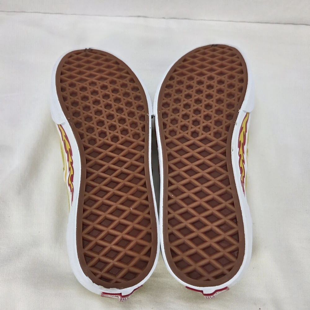 VANS Customs Slip-On Yellow Canvas Shoes Unisex Kids Size 3‎ Flat Comfort